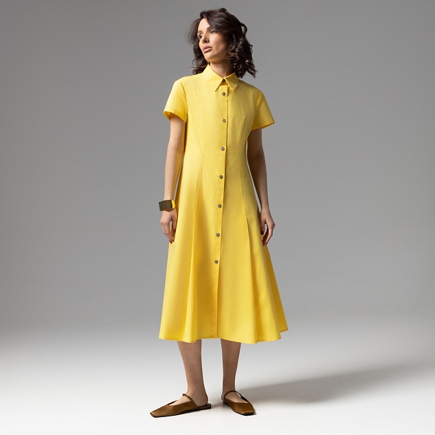 Платье-рубашка Стильное самообладание (желтое, 2 в 1)