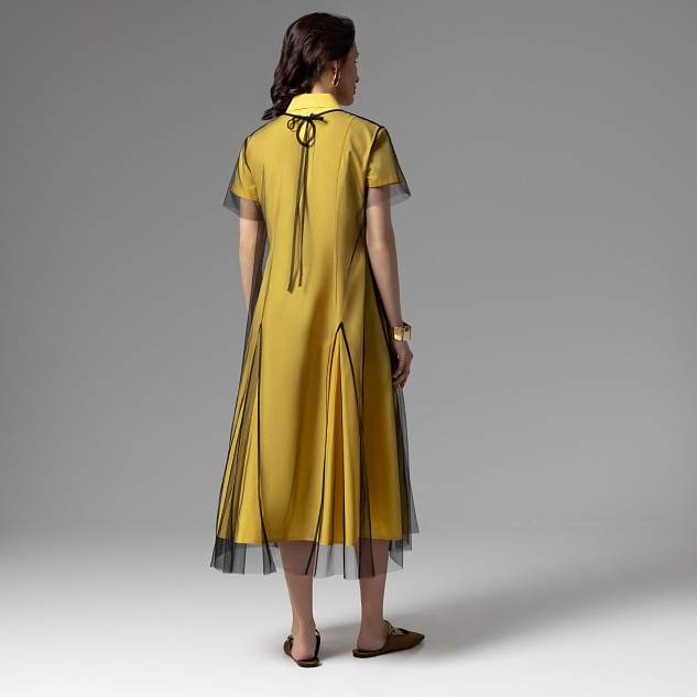 Платье-рубашка Стильное самообладание (желтое, 2 в 1)